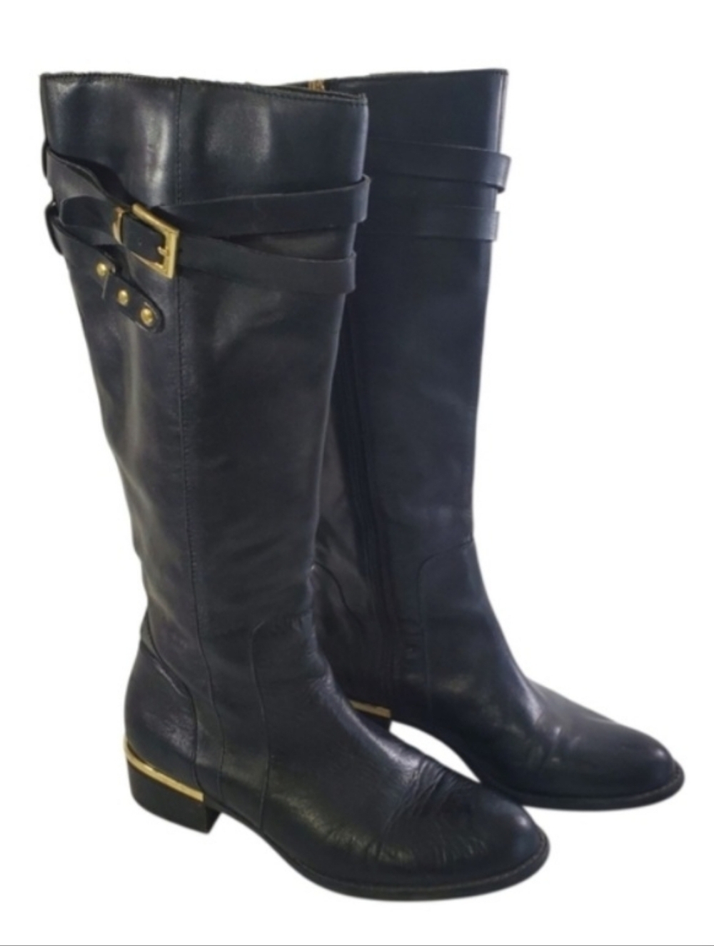 Franco Sarto Celeste Tall Riding Boots Black Leather Size 7